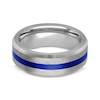 Thumbnail Image 3 of Blue Ceramic Stripe Wedding Band Tungsten Carbide 8mm