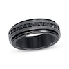 Thumbnail Image 0 of Black Sapphire Wedding Band Sterling Silver & Black Tungsten Carbide 8mm