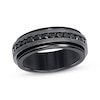 Thumbnail Image 1 of Black Sapphire Wedding Band Sterling Silver & Black Tungsten Carbide 8mm