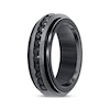 Thumbnail Image 1 of Black Sapphire Wedding Band Sterling Silver & Black Tungsten Carbide 8mm