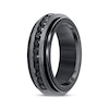 Thumbnail Image 2 of Black Sapphire Wedding Band Sterling Silver & Black Tungsten Carbide 8mm