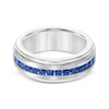 Thumbnail Image 2 of Natural Blue Sapphire Wedding Band Tungsten Carbide & Sterling Silver 8mm