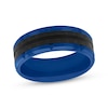 Thumbnail Image 0 of Brick-Edge Wedding Band Black & Blue Ion-Plated Stainless Steel 8mm