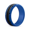 Thumbnail Image 1 of Brick-Edge Wedding Band Black & Blue Ion-Plated Stainless Steel 8mm