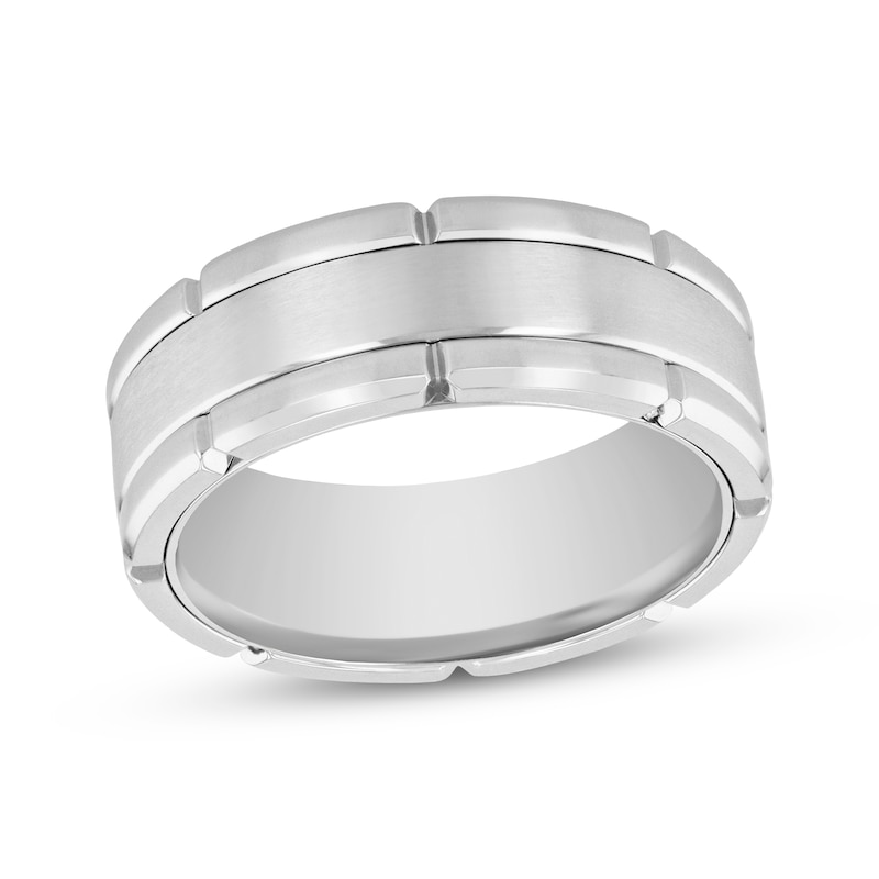 Main Image 1 of Brick-Edge Wedding Band Stainless Steel 8mm