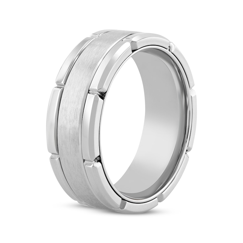 Main Image 2 of Brick-Edge Wedding Band Stainless Steel 8mm