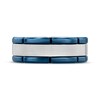 Thumbnail Image 3 of Brick-Edge Wedding Band Stainless Steel & Blue Ion Plating 8mm