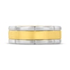 Thumbnail Image 3 of Brick-Edge Wedding Band Stainless Steel & Yellow Ion-Plating 8mm