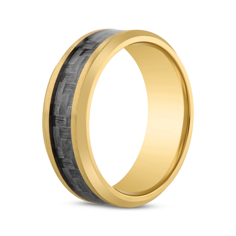 Main Image 2 of Wedding Band Yellow Ion-Plated Stainless Steel & Carbon Fiber 8mm