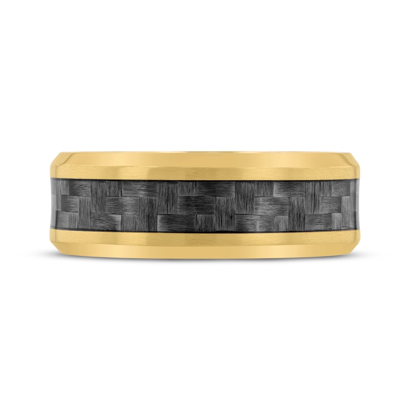 Main Image 3 of Wedding Band Yellow Ion-Plated Stainless Steel & Carbon Fiber 8mm