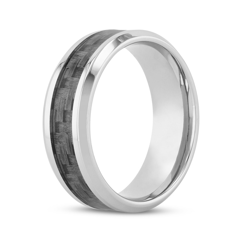 Main Image 2 of Wedding Band Stainless Steel with Carbon Fiber Inlay 8mm