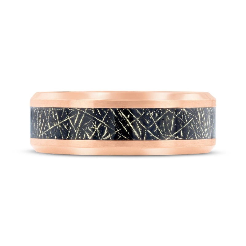 Main Image 3 of Wedding Band Rose-Tone Ion-Plated Stainless Steel with Carbon Fiber Inlay 8mm