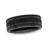 Thumbnail Image 1 of Beveled Brick Wedding Band Black Ion-Plated Tungsten Carbide 8mm