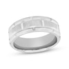 Thumbnail Image 1 of Beveled Brick Pattern Wedding Band White Tungsten Carbide 8mm