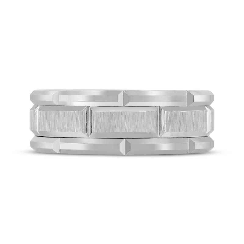 Main Image 3 of Beveled Brick Pattern Wedding Band Tungsten Carbide 8mm