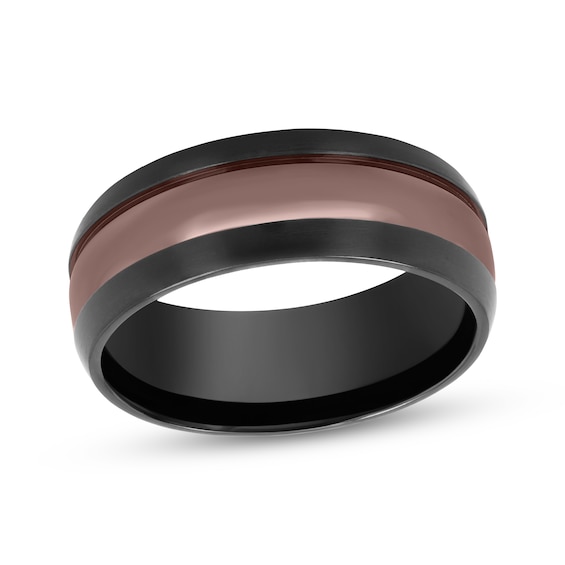 Wedding Band Black & Brown Ion-Plated Stainless Steel 8mm