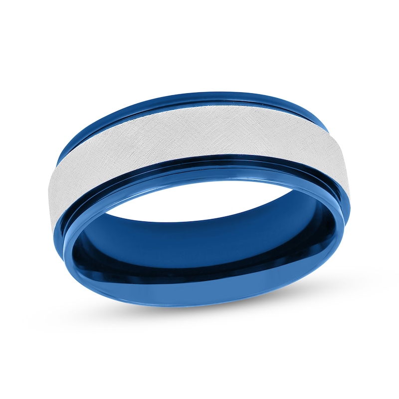 Main Image 1 of Wedding Band Stainless Steel & Blue Ion Plating 8mm