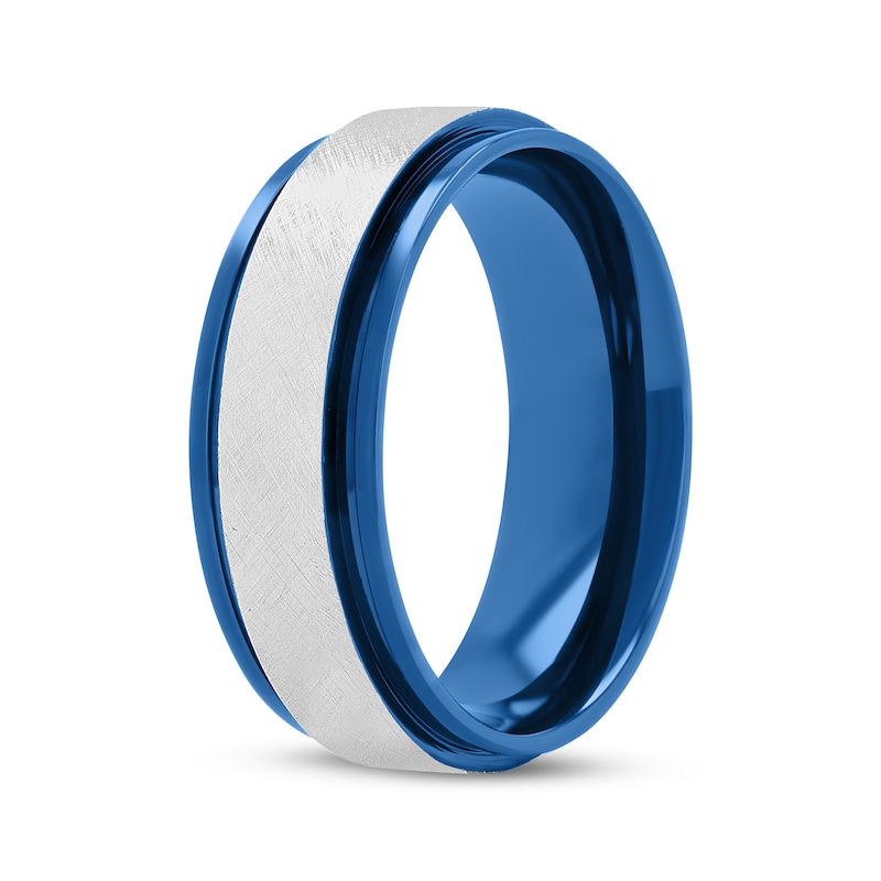 Main Image 2 of Wedding Band Stainless Steel & Blue Ion Plating 8mm