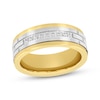 Thumbnail Image 1 of Diamond Brick Pattern Wedding Band 1/10 ct tw Tungsten Carbide & Yellow Ion Plating 8mm