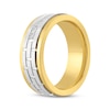 Thumbnail Image 2 of Diamond Brick Pattern Wedding Band 1/10 ct tw Tungsten Carbide & Yellow Ion Plating 8mm