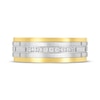 Thumbnail Image 2 of Diamond Brick Pattern Wedding Band 1/10 ct tw Tungsten Carbide & Yellow Ion Plating 8mm