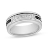 Thumbnail Image 1 of Black & White Diamond Wedding Band 1/8 ct tw Tungsten Carbide & Black Ion Plating 8mm