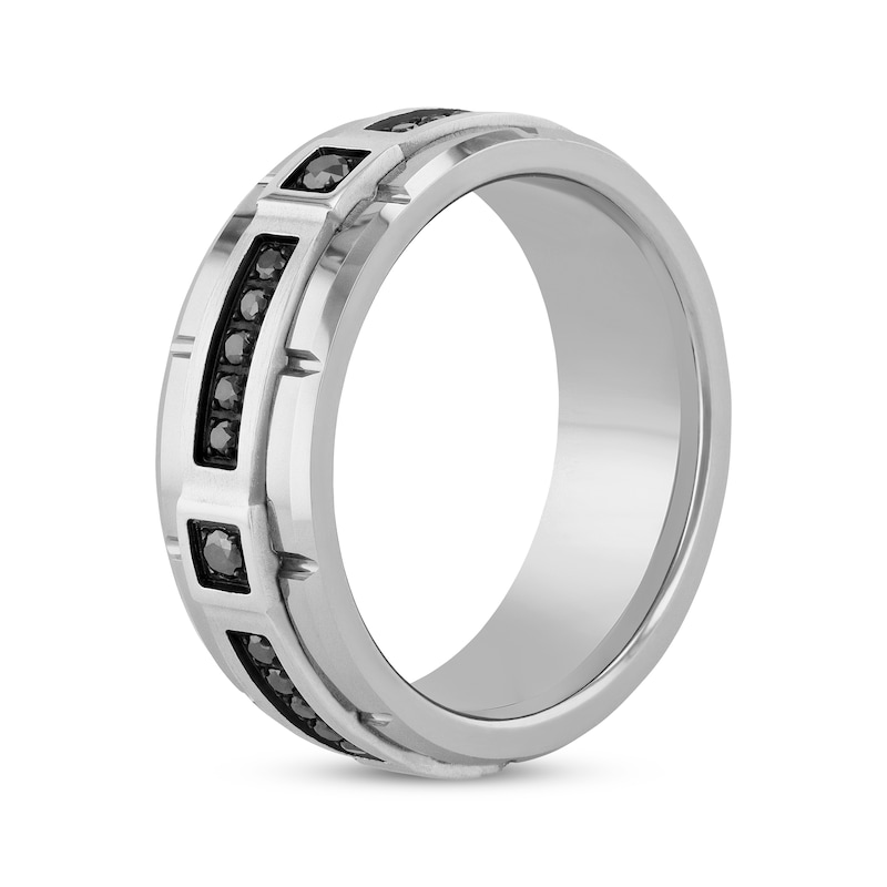 Main Image 2 of Black Diamond Wedding Band 1/5 ct tw Tungsten Carbide 8mm