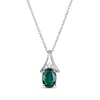 Thumbnail Image 0 of Oval-Cut Lab-Created Emerald & White Lab-Created Sapphire Necklace Sterling Silver 18"