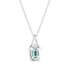 Thumbnail Image 2 of Oval-Cut Lab-Created Emerald & White Lab-Created Sapphire Necklace Sterling Silver 18"