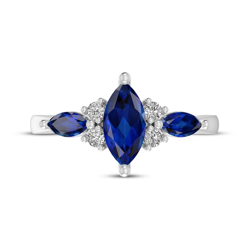 Main Image 3 of Marquise-Cut Blue Lab-Created Sapphire & White Lab-Created Sapphire Ring Sterling Silver