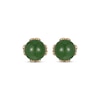 Thumbnail Image 1 of Round Nephrite Jade & Diamond Flower Stud Earrings 1/8 ct tw 14K Yellow Gold
