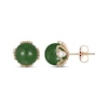Thumbnail Image 2 of Round Nephrite Jade & Diamond Flower Stud Earrings 1/8 ct tw 14K Yellow Gold