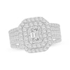 Thumbnail Image 1 of Emerald-Cut Diamond Double Halo Engagement Ring 1-1/2 ct tw 14K White Gold