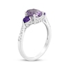 Thumbnail Image 2 of Oval-Cut Light Amethyst, Pear-Shaped Amethyst & White Lab-Created Sapphire Ring Sterling Silver