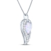 Thumbnail Image 2 of Pear-Shaped Lab-Created Opal & White Lab-Created Sapphire Angel Wing Drop Necklace Sterling Silver 18&quot;