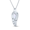 Thumbnail Image 3 of Pear-Shaped Lab-Created Opal & White Lab-Created Sapphire Angel Wing Drop Necklace Sterling Silver 18&quot;