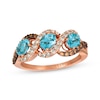 Thumbnail Image 1 of Le Vian Oval-Cut Blue Topaz Ring 1/2 ct tw Diamonds 14K Strawberry Gold