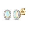 Thumbnail Image 1 of Oval-Cut Natural Opal & Diamond Stud Earrings 1/10 ct tw 14K Yellow Gold