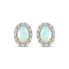 Thumbnail Image 2 of Oval-Cut Natural Opal & Diamond Stud Earrings 1/10 ct tw 14K Yellow Gold