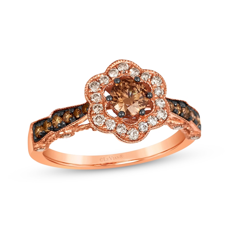 Main Image 1 of Le Vian Diamond Flower Ring 1 ct tw 14K Strawberry Gold