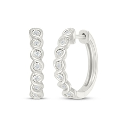 Diamond Twist Hoop Earrings 1/10 ct tw Sterling Silver