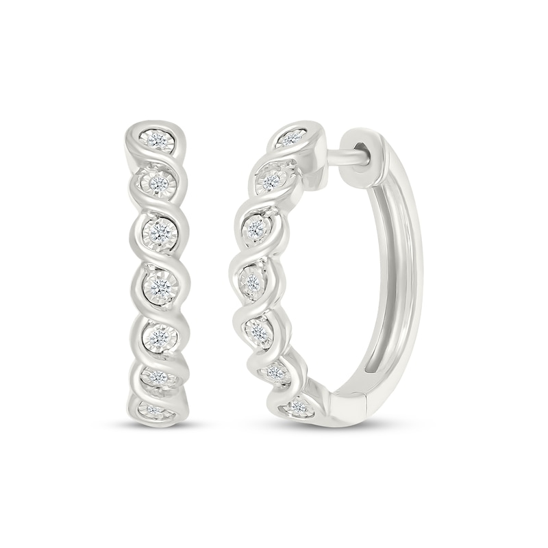 Main Image 1 of Diamond Twist Hoop Earrings 1/10 ct tw Sterling Silver