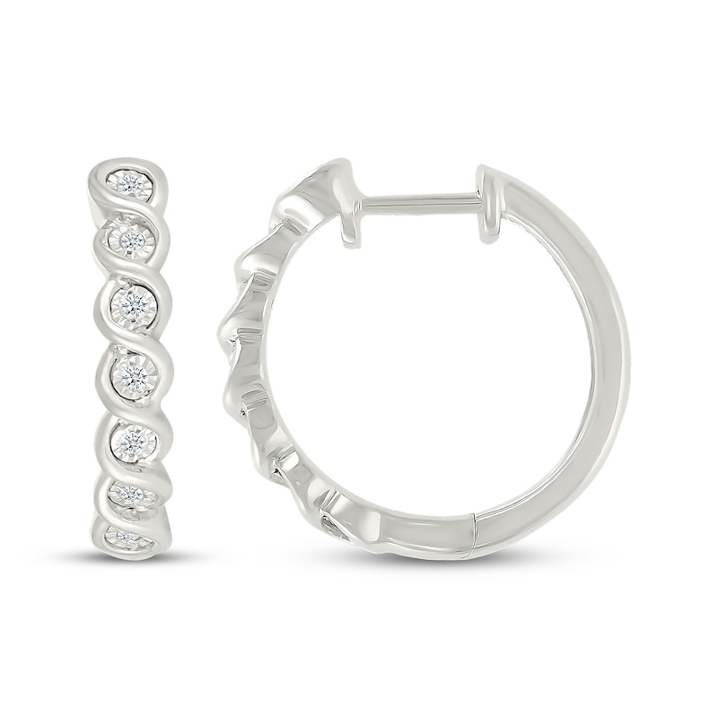 Main Image 3 of Diamond Twist Hoop Earrings 1/10 ct tw Sterling Silver