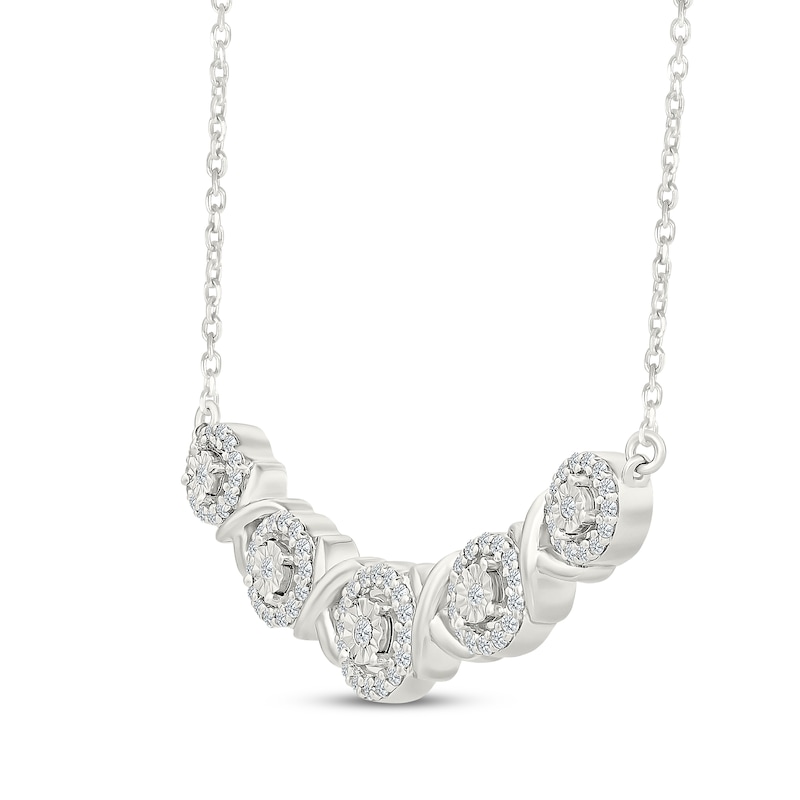 Main Image 2 of Diamond &quot;XO&quot; Smile Necklace 1/4 ct tw Sterling Silver 18&quot;