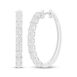 Multi-Diamond Hoop Earrings 1/2 ct tw Sterling Silver