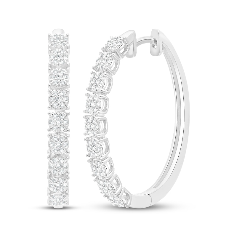 Main Image 1 of Multi-Diamond Hoop Earrings 1/2 ct tw Sterling Silver