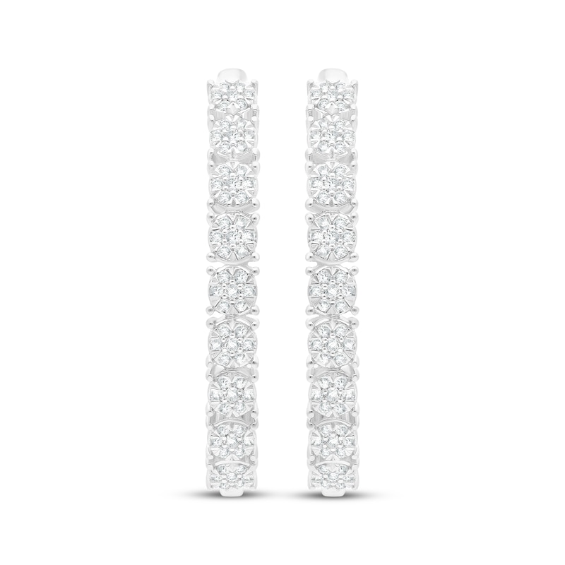 Main Image 2 of Multi-Diamond Hoop Earrings 1/2 ct tw Sterling Silver