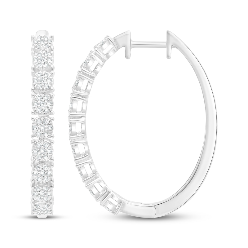 Main Image 3 of Multi-Diamond Hoop Earrings 1/2 ct tw Sterling Silver