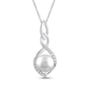 Thumbnail Image 1 of Cultured Pearl & White Lab-Created Sapphire Twist Frame Necklace Sterling Silver 18&quot;