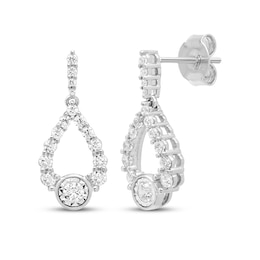 Milestones Diamond Teardrop Dangle Earrings 1/2 ct tw 10K White Gold